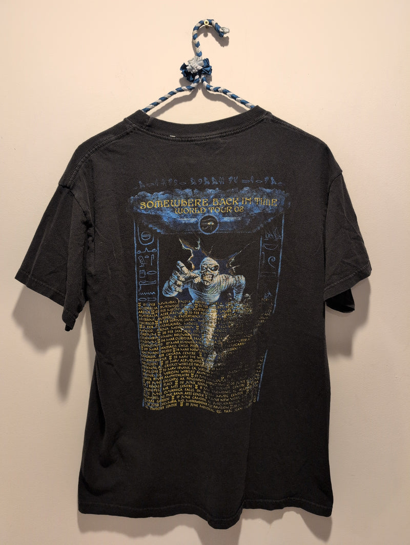 (AP041) Vintage Iron Maiden Life After Death Somewhere Back In Time World Tour 2008 Band Merch Graphic T-Shirt