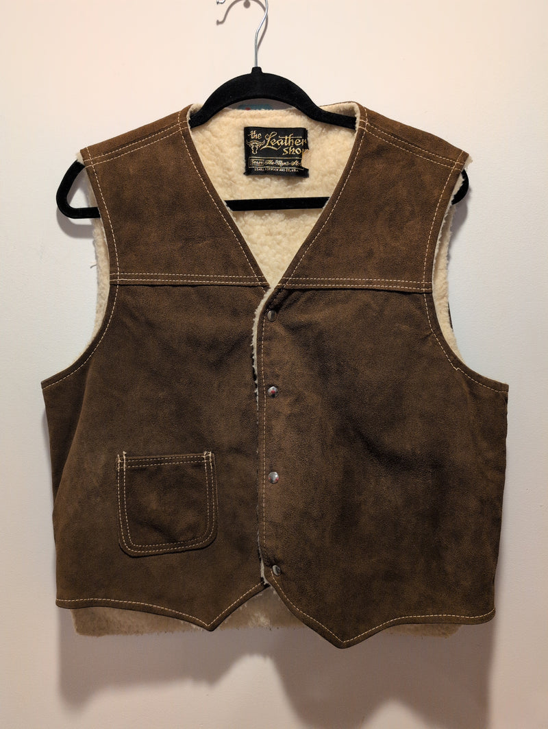 (0225RR3620) 1970s Sears Leather Shop Brown Suede Lined Western Vest