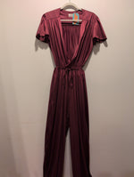 (1224RR3537) Vintage Satin Burgundy One-Piece Pyjama Jumpsuit