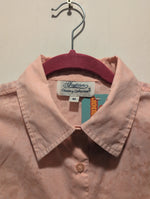 (0525RR3742) Vintage Semi Sheer Pink Floral Pattern Blouse 3/4 Length Sleeve