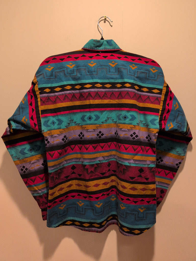 (1224RR3530) Roper 80s/90s Aztec Style Western Patterned Long sleeve