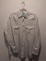 (0525RR3766) H Bar C Ranch Wear Long Tail Stripe Silver Threading Long Sleeve Pearl Snap Shirt