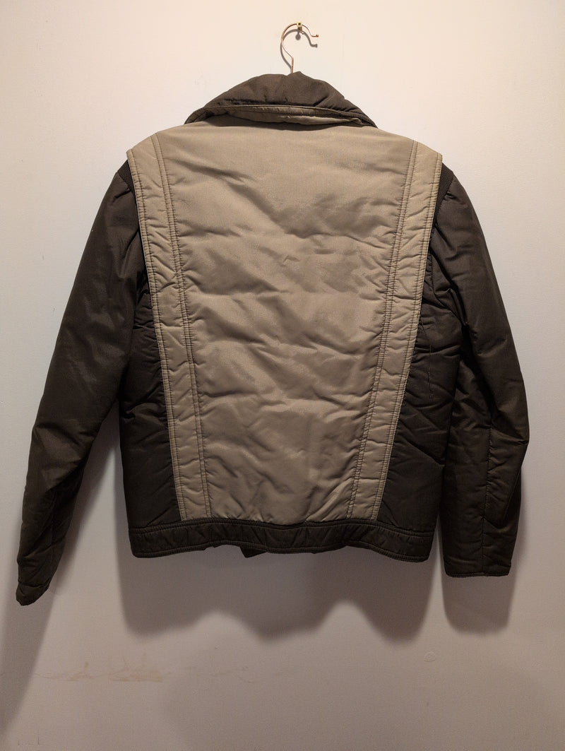 (0225RR3600) 1970s Olive Brown Ski Puff Jacket