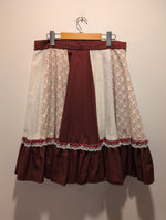 (0425RR3714) Floral Patchwork Panel Red Square Dancing Skirt