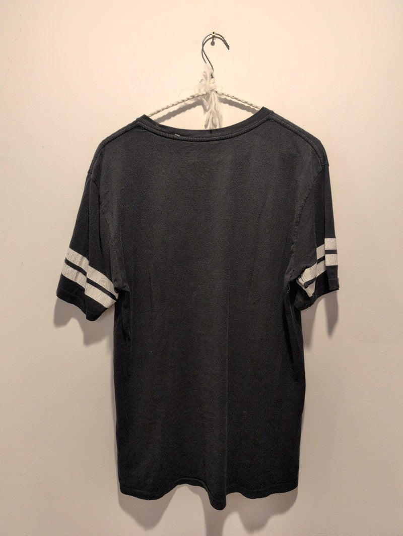 (AP045) ACDC Band Merch Striped Sleeve Ringer Graphic T-Shirt