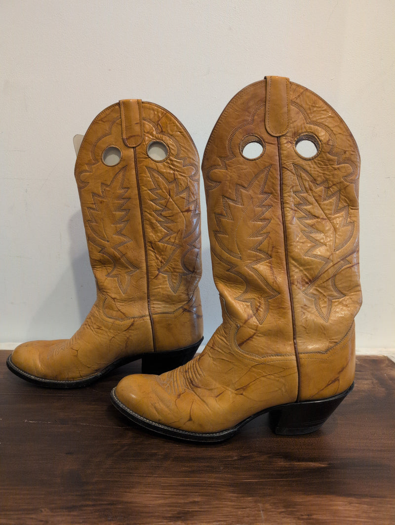 (0625RR3797) Vintage Sanders Yellow Tan Cowboy Boots