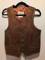 (0225RR3625) Boutique of Leathers Deep Brown Vest Tortoise Shell Style Button (AS IS)