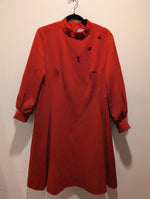 (0225RR3592) 1960s Red Button Long Sleeve Dress