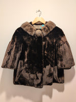 (1224RR3524) Clarke Toronto Fur Cape Coat Peter Pan Collar Hook Closure