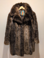 (1224RR3523) Vintage Fur Deep Brown Collared Hook Closure Coat