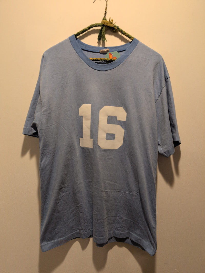 (0125RR3565) Vintage Baby Blue 16 Sports Graphic T-Shirt