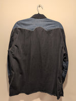 (0525RR3736) Two Tone Denim Panel Black Pearl Snap Shirt