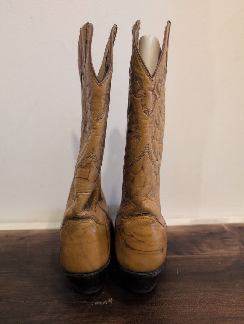 (0625RR3797) Vintage Sanders Yellow Tan Cowboy Boots