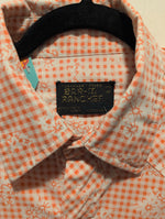 (0525RR3741) Vintage Bar-M Rancher Floral Gingham Pattern Saw Tooth Pocket Pearl Snap Shirt