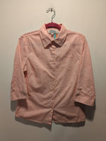 (0525RR3742) Vintage Semi Sheer Pink Floral Pattern Blouse 3/4 Length Sleeve