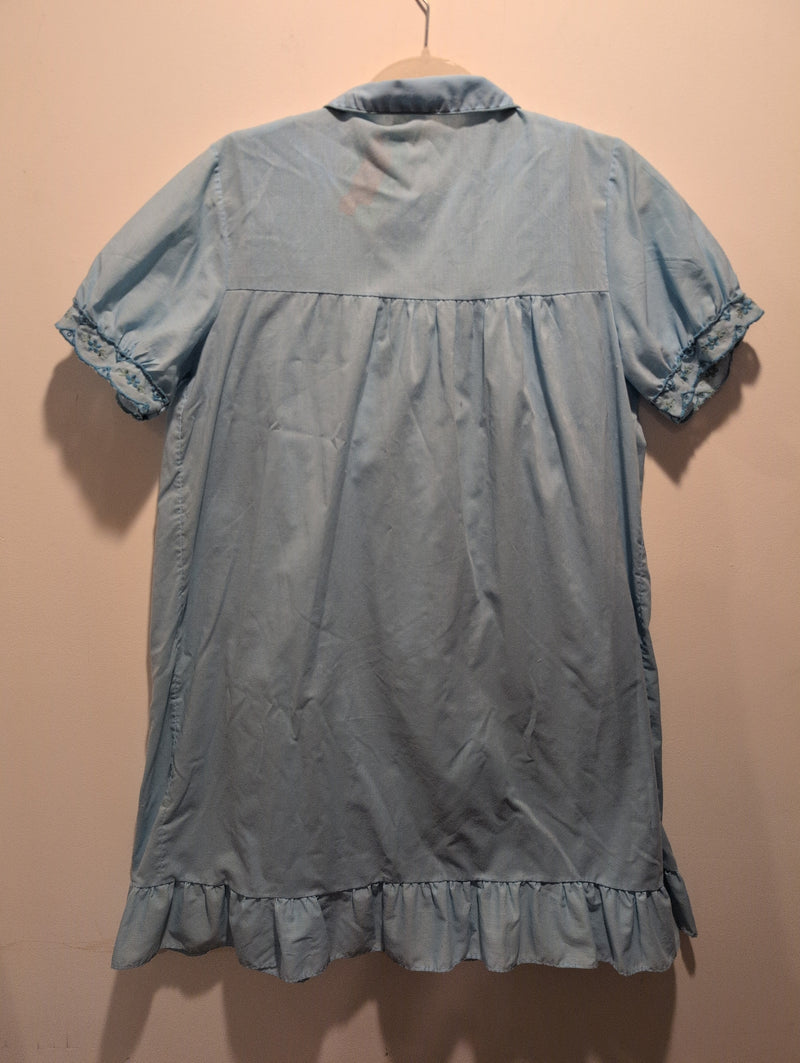 (0225RR3607) Vintage Baby Blue Floral Ruffle Nightgown Two Piece Set