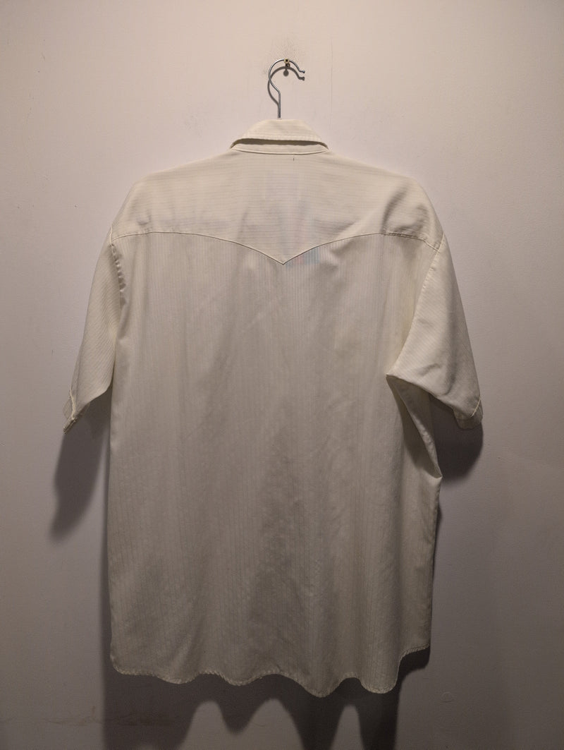 (0525RR3744) MWG Cream Pinstripe Short Sleeve Pearl Snap Shirt
