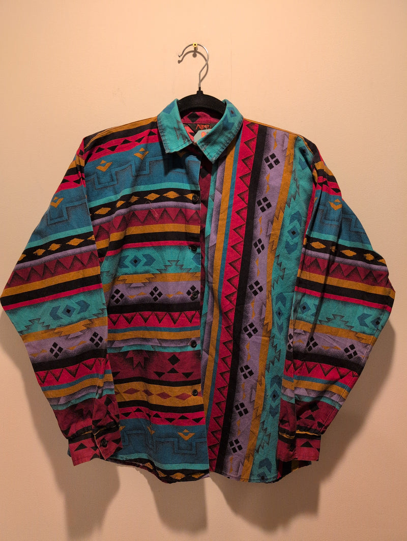 (1224RR3530) Roper 80s/90s Aztec Style Western Patterned Long sleeve