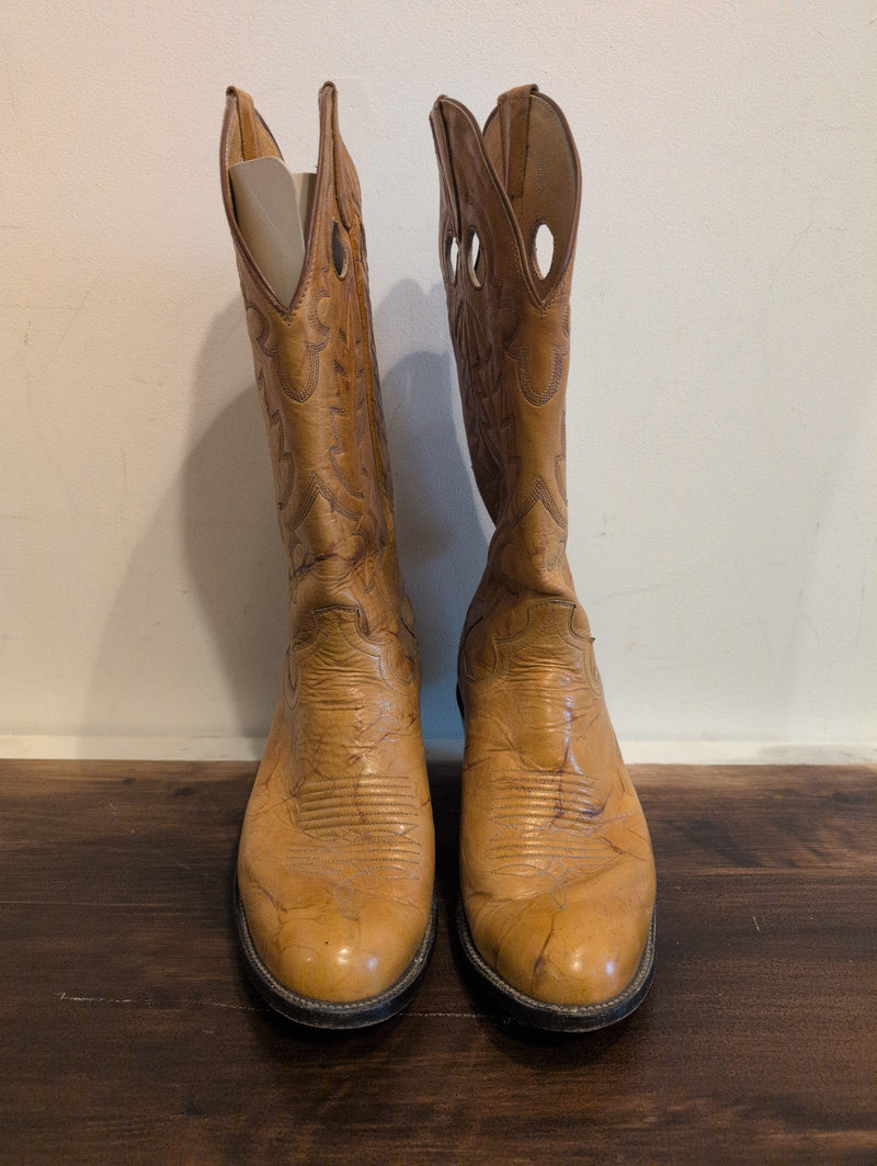 (0625RR3797) Vintage Sanders Yellow Tan Cowboy Boots