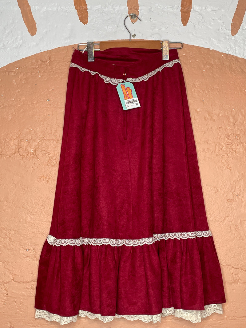 (RR1350) 50's Vintage Red Western cut Skirt