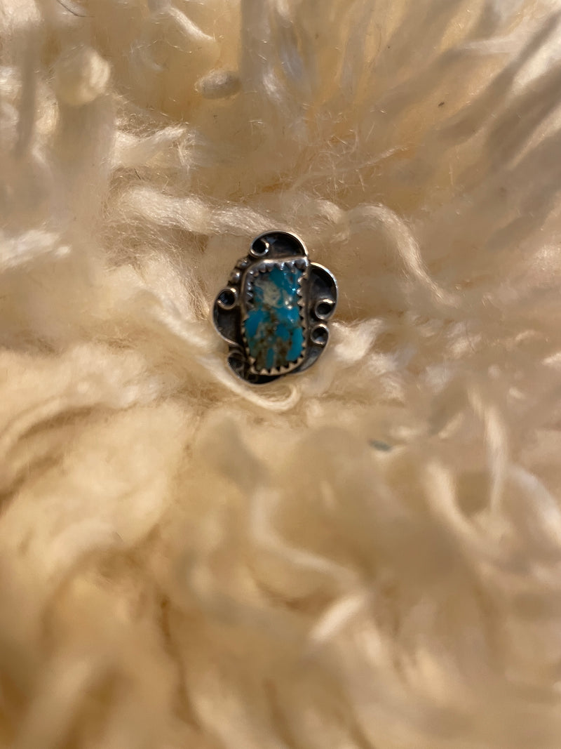 (RR1417) Vintage Navajo Turquoise & Sterling Ring