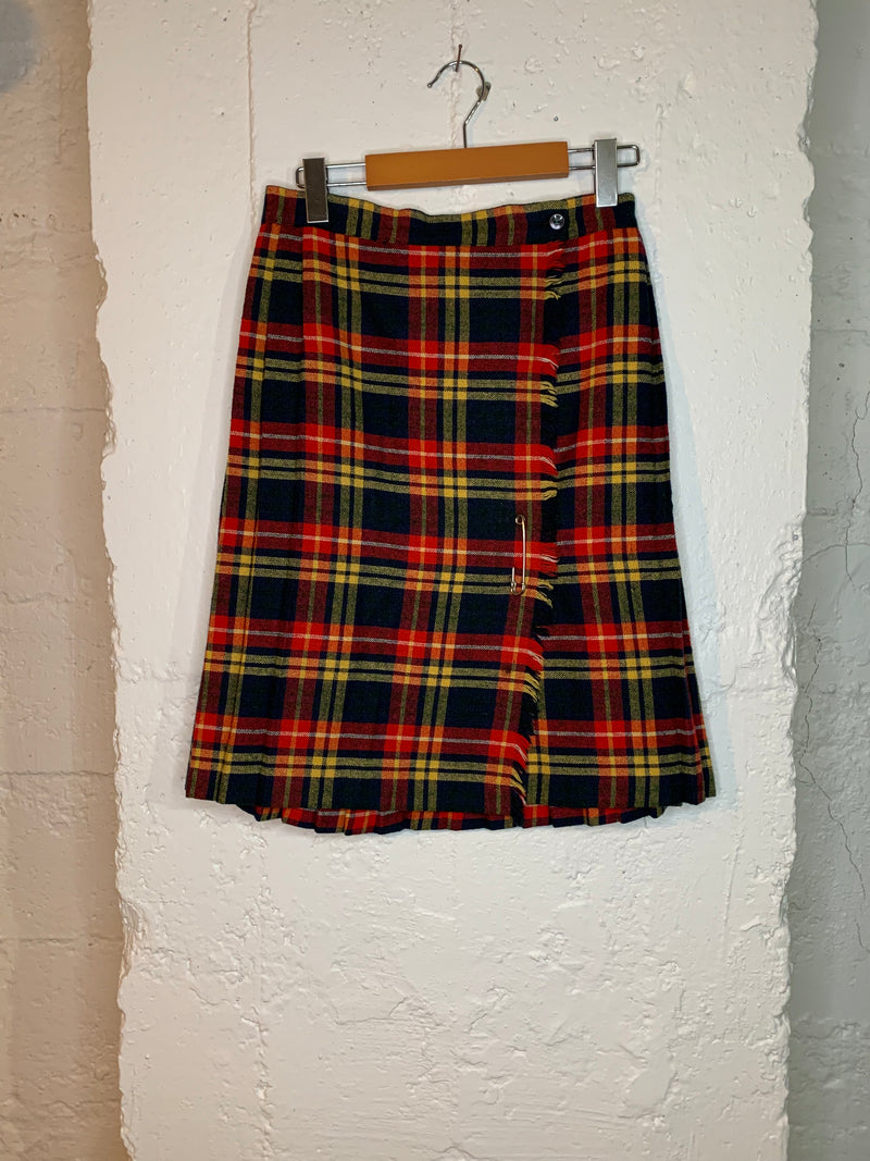 (RR489) Pleated Plaid Skirt