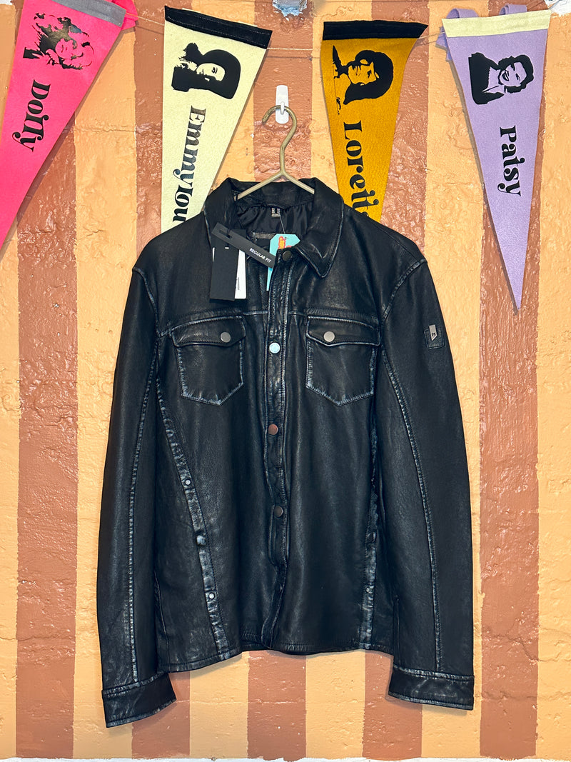 (RR1500) Mauritius Brand Men's Black Wake Leather Jacket
