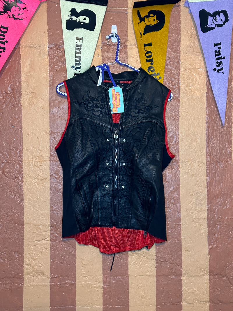 (RR1526) Leather Motorcycle Vest