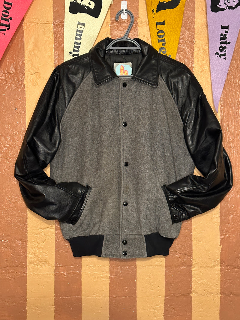 (RR1516) Black & Grey Vintage Varsity Jacket