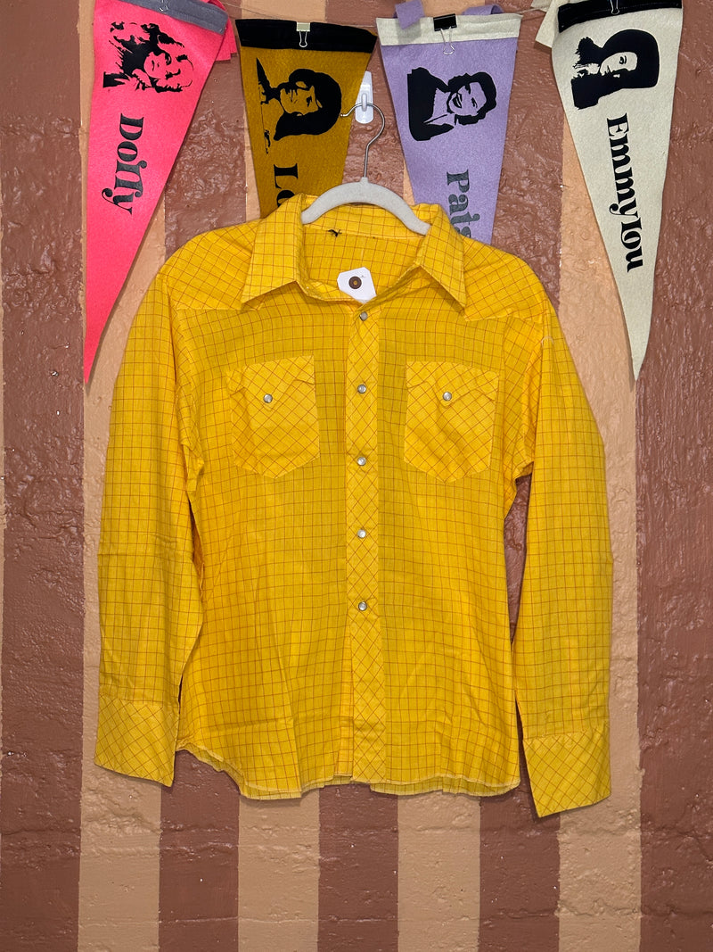 (RR1704) Bright Yellow Pearl Snap Button Western Shirt