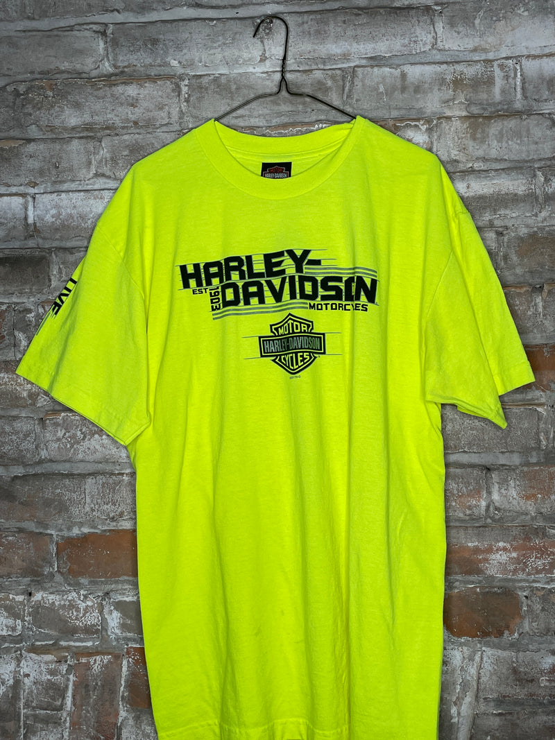 (RR1197) Classic Harley Davidson Neon T-Shirt