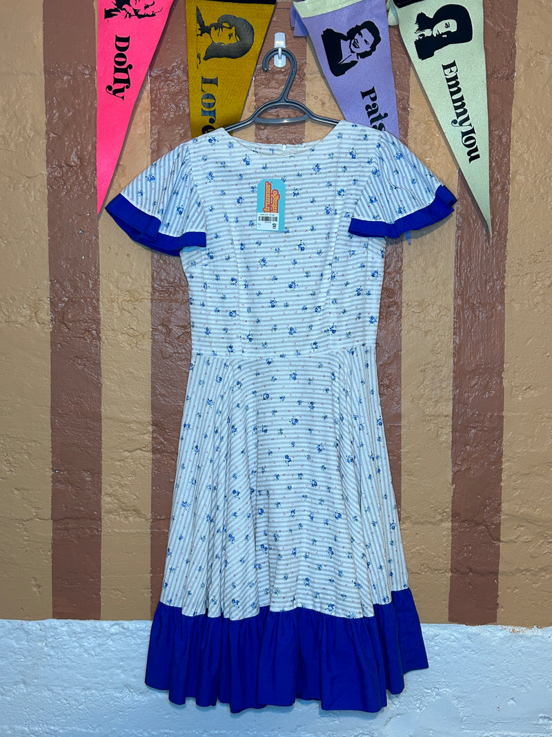 (RR1570) Blue Flower Western Dress