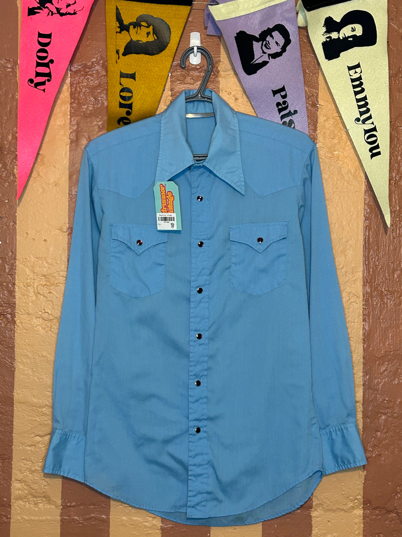 (RR1580) Baby Blue Pearl Snap Western Shirt