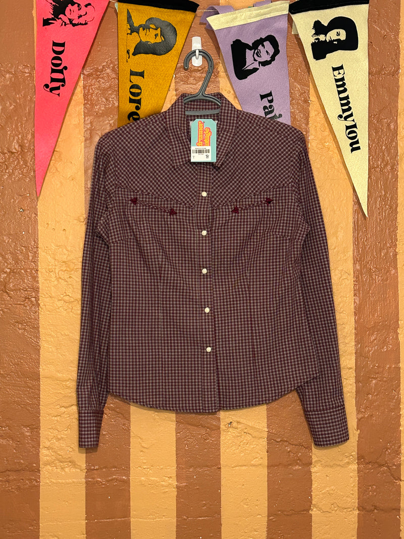 (RR1587) Brown Ladies Cut Pearl Snap Button Western Shirt