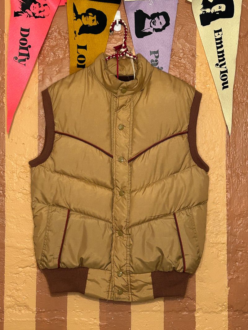 (RR1657) Vintage Brown Puffy Vest
