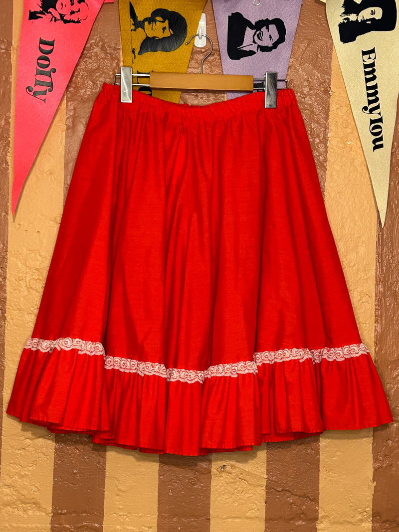 (RR1664) Red Square Dance Skirt
