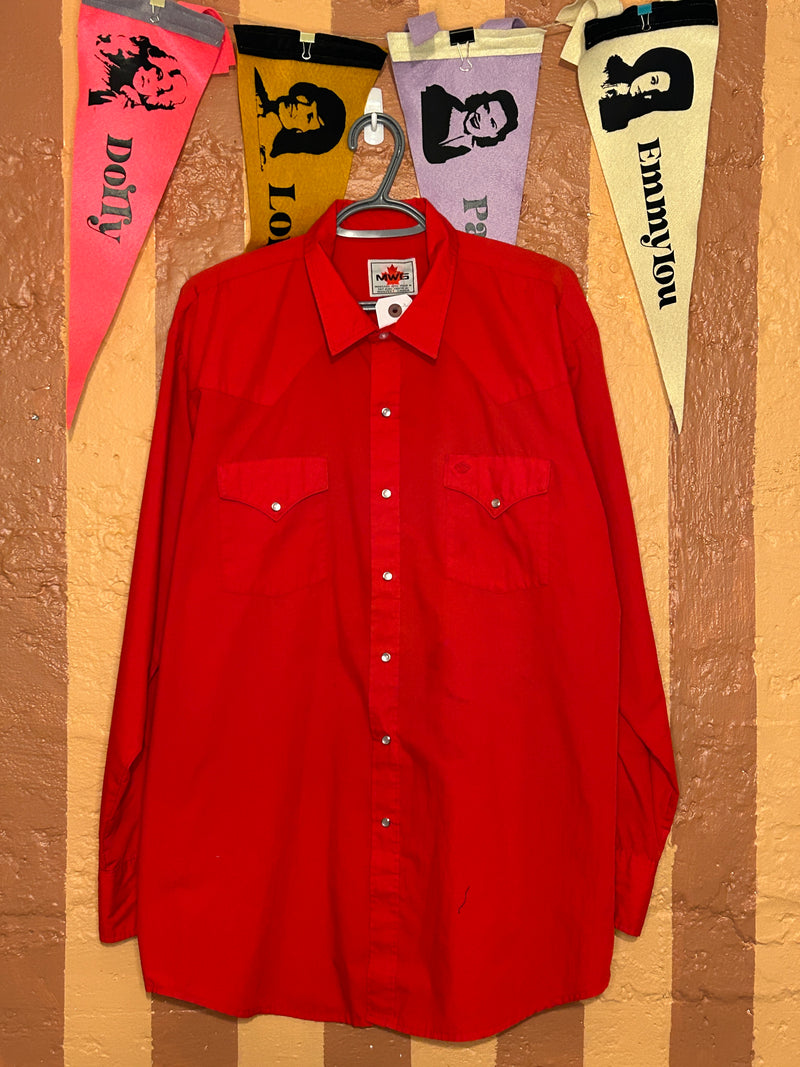 (RR1668) MWG Red Pearl Snap Button Western Shirt