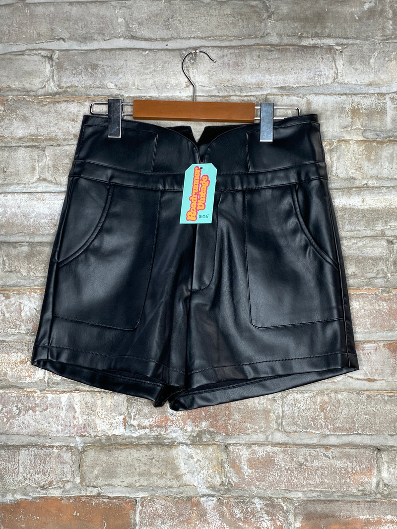 (RR633) Molly Bracken high waisted  Ladies Leather Shorts