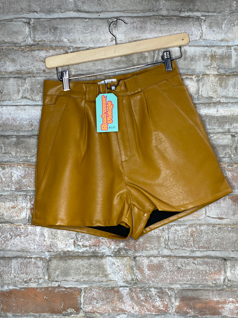 (RR634) Molly Bracken Ladies Leather Shorts (Safron Yellow)