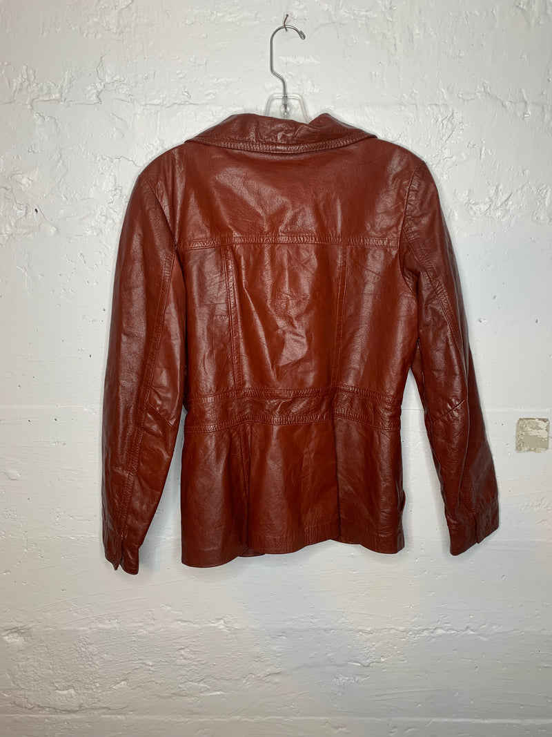 (RR415) Rust Leather Car Coat