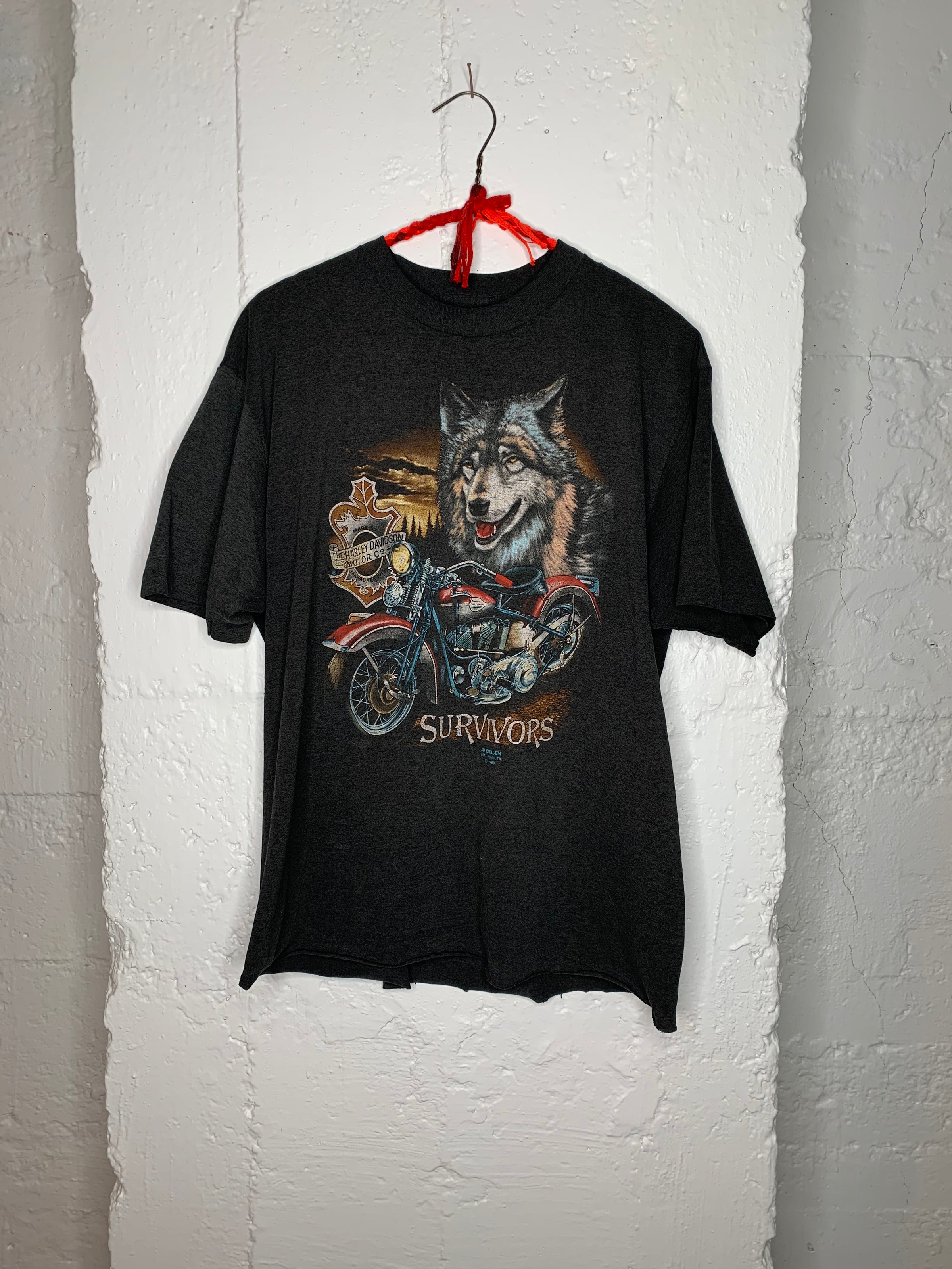 RR298) 1989 3D Emblem Survivors Harley T-Shirt* – Roadrunner Vintage