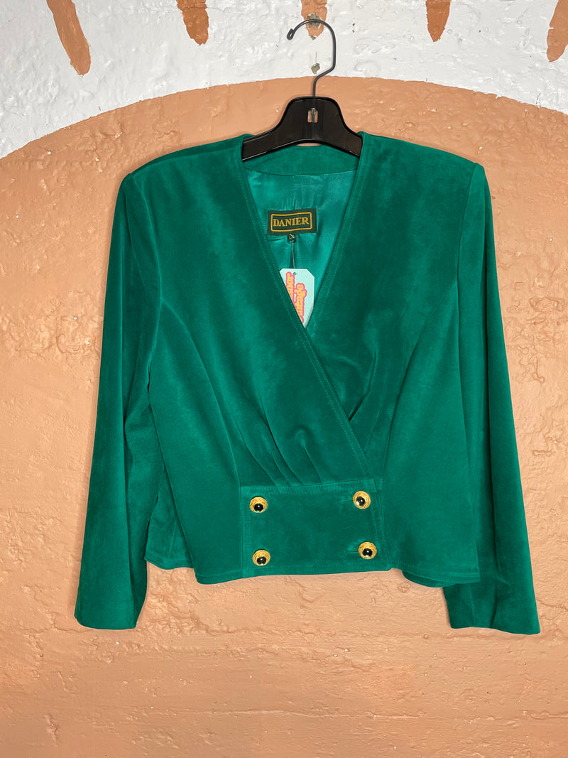 (RR1324A) 80's Emerald Green Suede Jacket (2PCE SUIT)