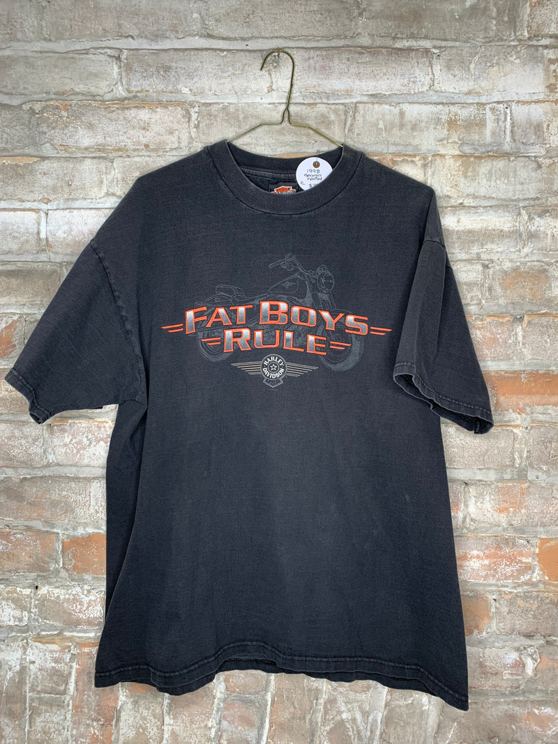 (RR044) Harley T-Shirt Vintage '98 Georgia Harley, Fat Boys Rule*