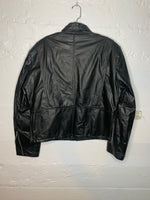 (RR481) Black Leather Moto-Bomber Jacket